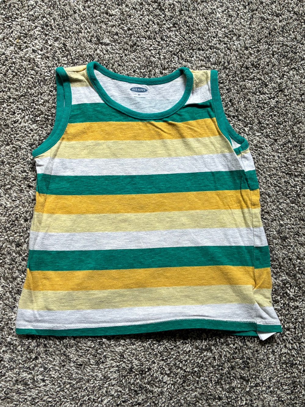 Old Navy Toddler Boy Green and Yellow Striped Tank Top, Size 4T
